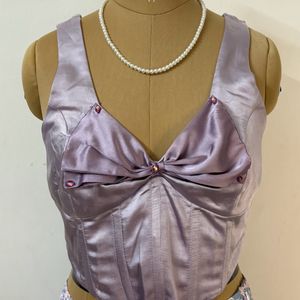 Pinteresty Lavender Boned Corset Top