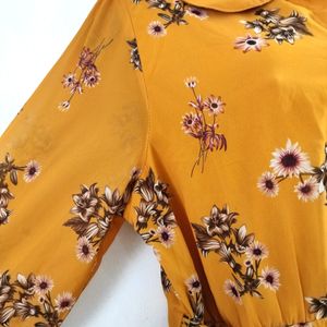 Sassafras Mustard Floral Printed Dress ( Women)