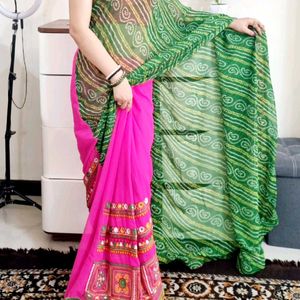 Embroidered Kutchi Work Georgette Saree