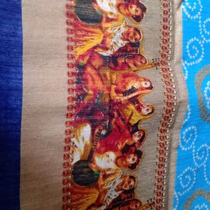 Blue Chunari Sarees With Digital Print