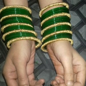 Green & Gold  bangles set ,