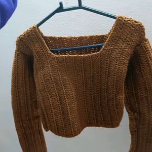 womens brown crochet top