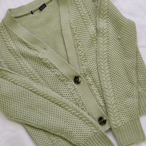 V Neck Casual Women Light Green Knit Sweater