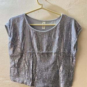 Silver/grey Party Crop Top