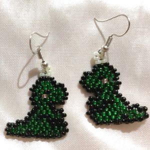 Earrings, Beaded Dinosaurs Earrings