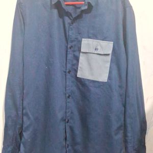 Doodle Navy Blue One Side Pocket Shirt