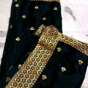 PRICE DROP✨Black And Golden Work Saree✨💕