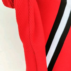 X-M Black/White Stripes Red Sweater