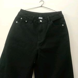 Urbanic High Waisted Black Ripped Wide Leg Jeans