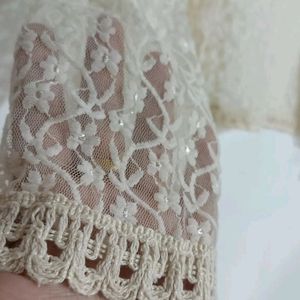 Cute Cream Lace Sweater .