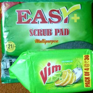 4 Vim Bar & 1 Easy Scrub Pad For Dish Wash