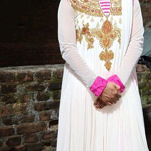 White And Pink Long Dress