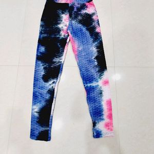 Women's High-Waist Tie-Dye Honeycomb Leggings