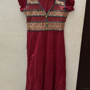 Dark Red Anarkali Dress