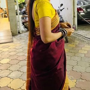 Saree With Golden Blouse