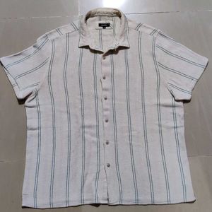 Zudio Cream Stripe Half Sleeve Shirt