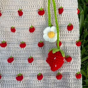 Crochet Strawberry Tote Bag