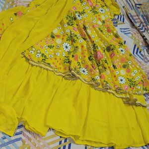 Yellow Georgette Haldi Designer Outfit