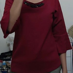 Textured Maroon Top