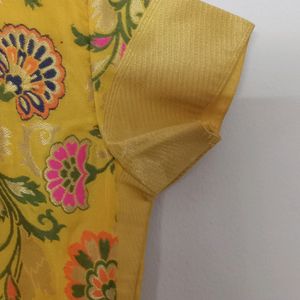 Bright Floral Silk Kurti