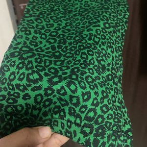 Tiger Print Green Denim Jeans