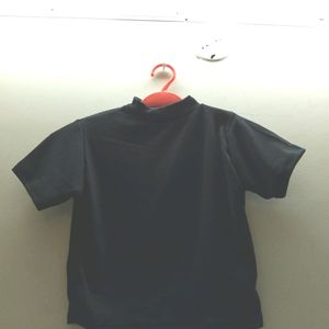 High Neck Fitted Black Crop Bullet Top