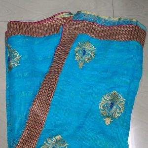 Sky Blue Colour Fancy Saree