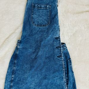 Dark Blue Denim Dungaree Skirt