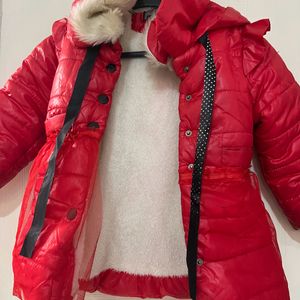 Imported Girls Red Jacket With Hoodie 2-4 Years