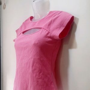 Pink Front Cutout Top