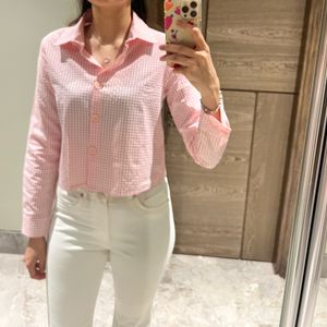 Stylish Pink & White Crop Shirt