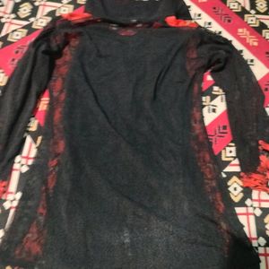 Red Black Net Top