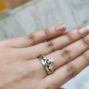 Premium Silver Plated Women's Crown Ring