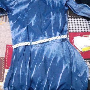 Denim Dress with Belt