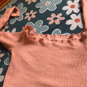 Women Peach Crop Top