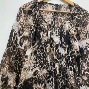 Stylish Leopard Printed Dress Length 42..