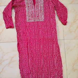 Bandhej Print Cotton Kurta