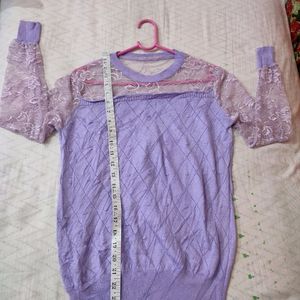 Lavender Fashion Wool Top Stretchy