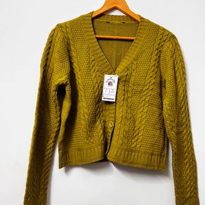 Mustard Colour Crop Cardigan