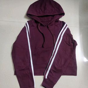 Burgundy Crop Hoodie