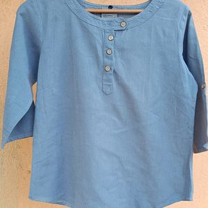 Ethnic Khadi Look Top In Blue Gray