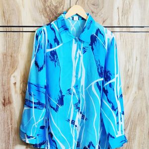 Blue Colour Printed Shirt Size-44