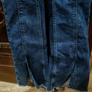 Blue Slit Bootcut Jeans