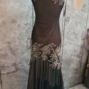 Black Hand Embroidered With Contrast Lining Dress