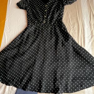 Polka Dot Black Dress For Women