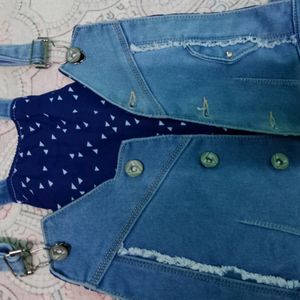 Blue Denim Teenage Girls Jumpsuit