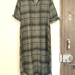 Libas Olive Green & Black Checks Pathani Kurta