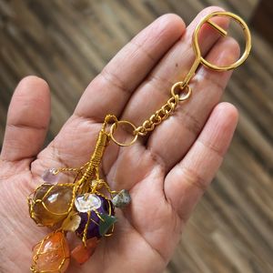 Stones Gold Ring Keychain