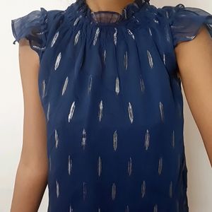 Fig Blue Top With Silver Design