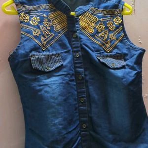 Beautiful Sleeveless Denim Tshirt